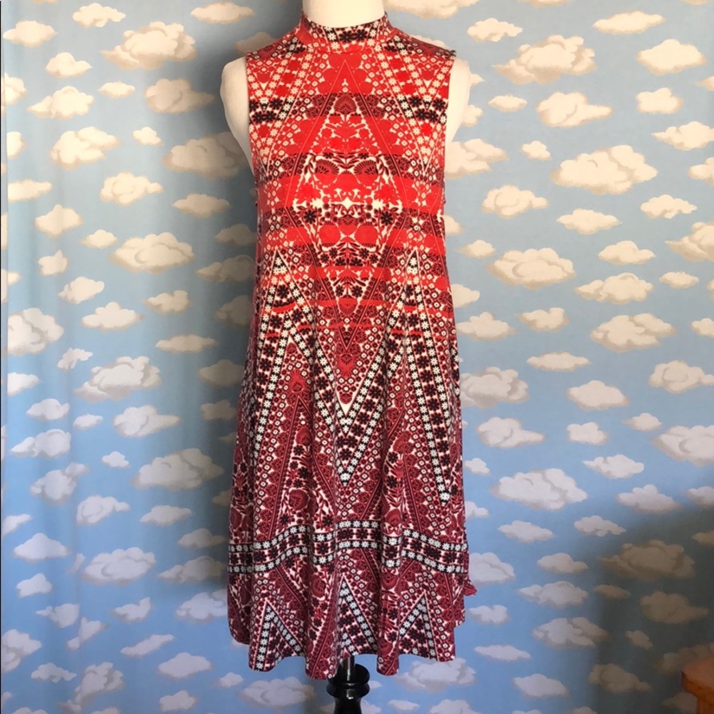 Angie‎ Red sleeveless high neck a-line dress Red and Black Size Small